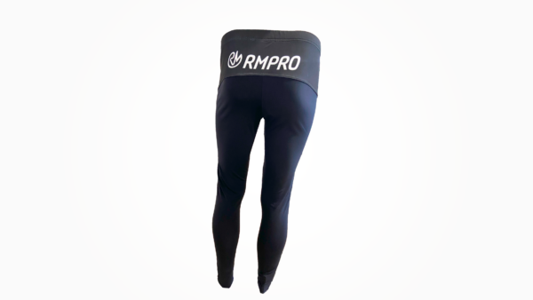 Collant technique noir avec taille élastique griffée RMPRO, conçu pour le cyclisme et le running.
