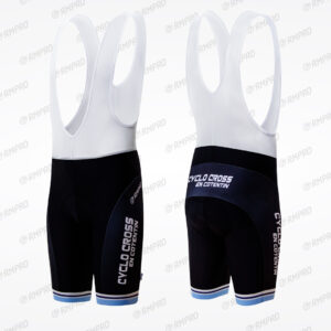 Cuissard technique noir avec bretelles, design personnalisé pour le cyclisme avec logo "CYCLO CROSS EN COTENTIN".