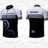 Maillot de cyclisme personnalisé noir et blanc avec motifs et logo "Bretagne".