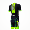 Cuissard de cyclisme noir et vert avec logos personnalisés, conçu pour une performance optimale.