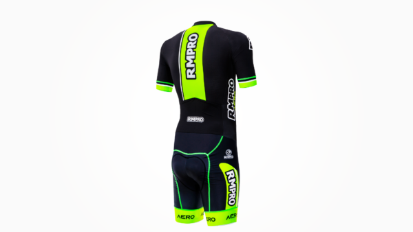 Cuissard de cyclisme noir et vert avec logos personnalisés, conçu pour une performance optimale.
