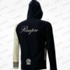Maillot à capuche manches longues personnalisé en noir et blanc avec logo.