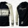 Maillot à capuche manches longues en noir et crème avec logo personnalisé RMPRO.