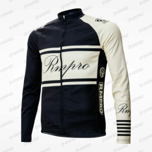 Veste demi-saison noire et crème avec zippée, personnalisable, pour cyclisme.