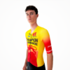 Maillot de cyclisme personnalisé aux couleurs jaunes et rouges avec logo "Champion de Normandie".