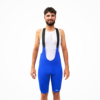 Cuissard technique bleu avec bretelles, conçue pour le cyclisme.