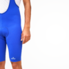 Cuissard technique préformé bleu avec bretelles, adapté pour le cyclisme.